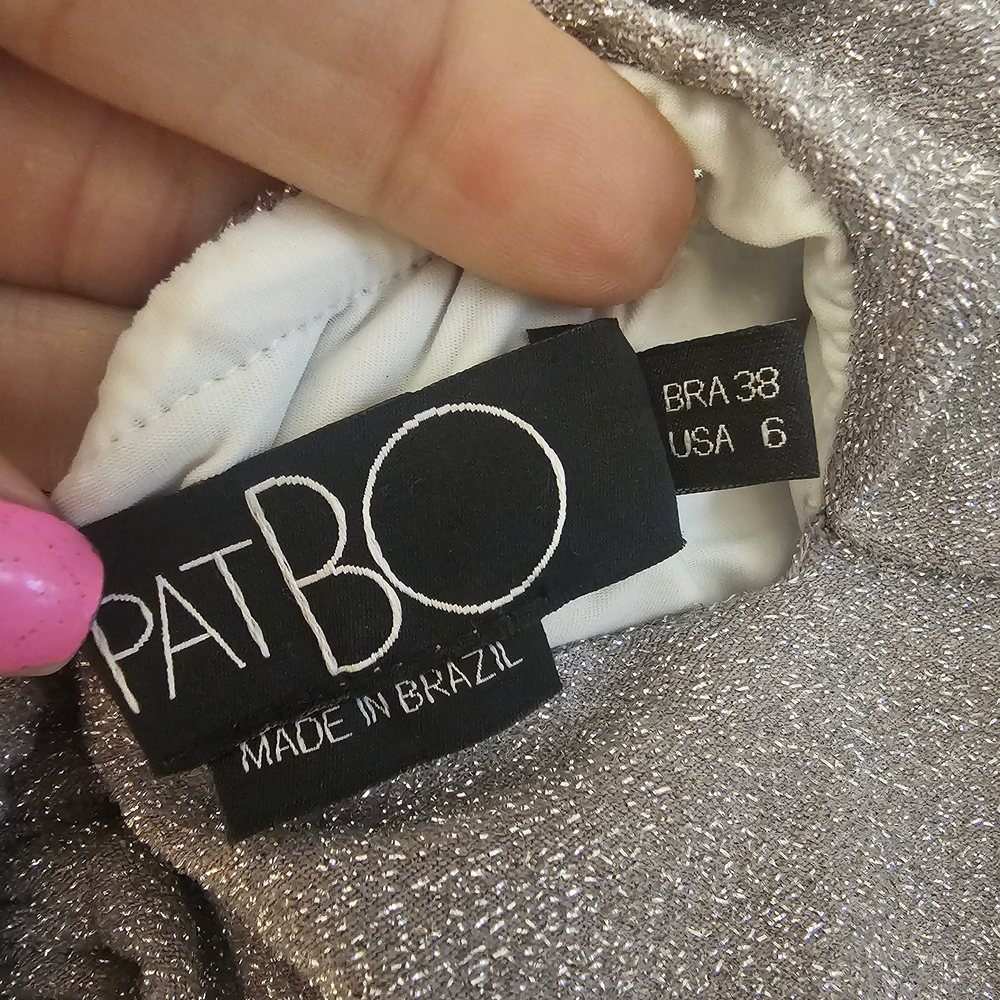 PatBO LUREX SILVER CUT OUT MAXI DRESS SZ 6 US - Picture 5 of 15
